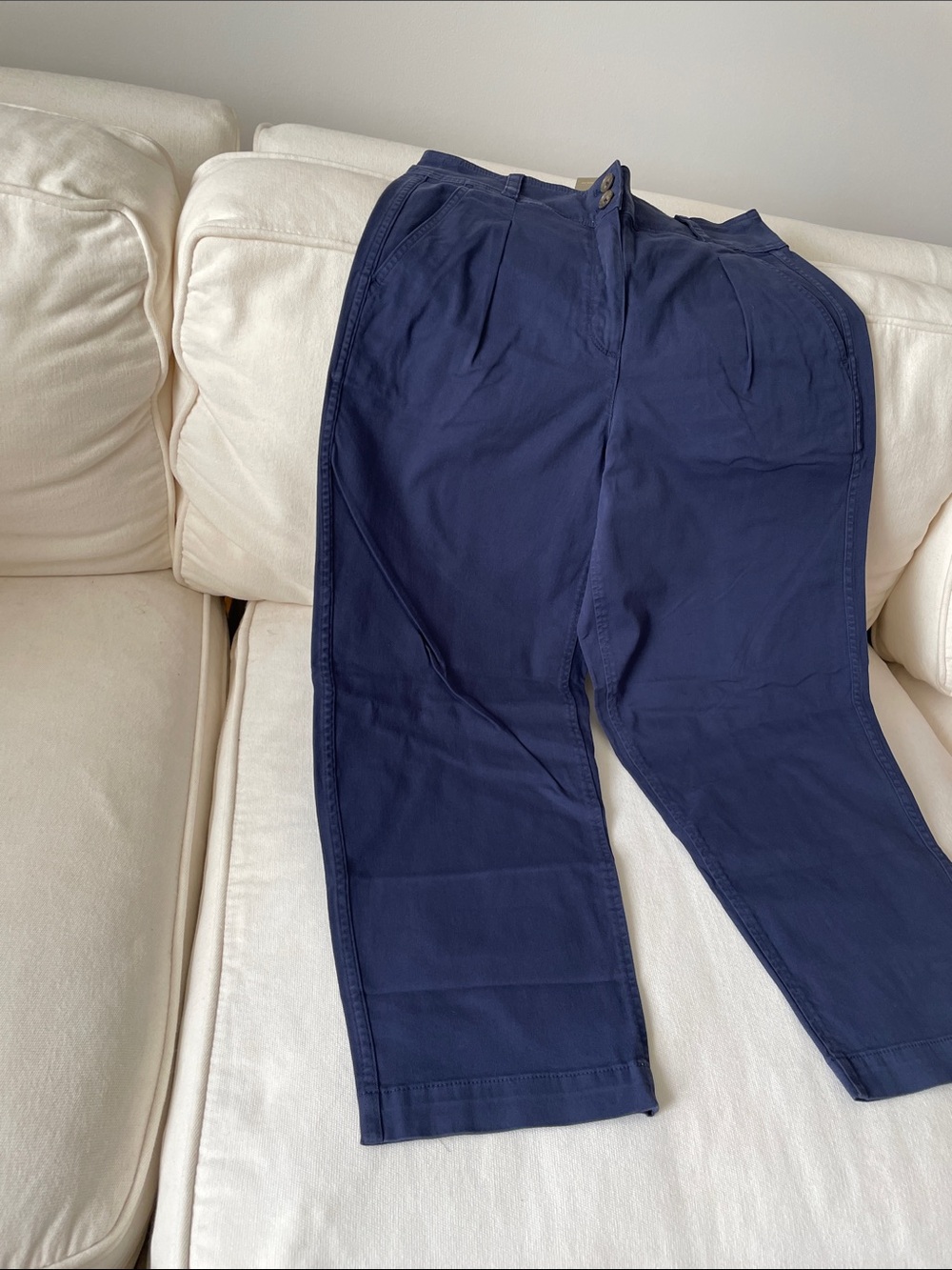 J Crew Women's High-Waist Pleated Navy Jeans